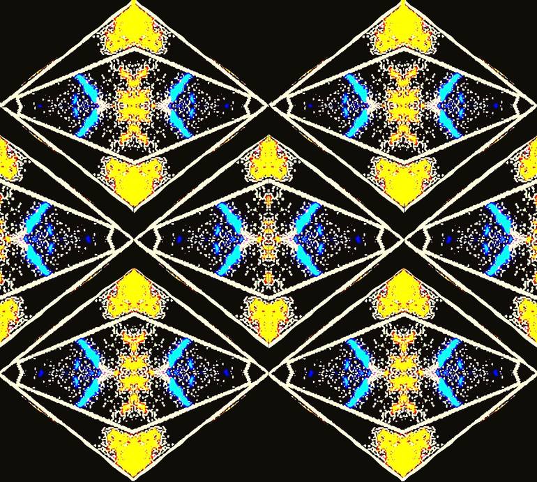 Original Geometric Photography by Ken Lerner | Art Deco Art on Paper | Diamonds in Yellow, Turquoise and Black 21d
