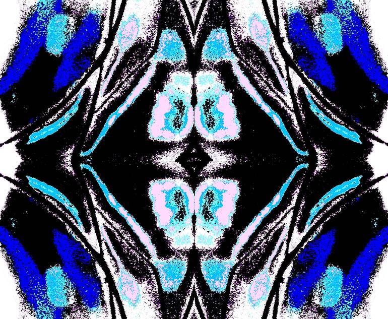 Original Geometric Photography by Ken Lerner | Abstract Art on Paper | Blue Glass w/ Turquoise, Black and Pink