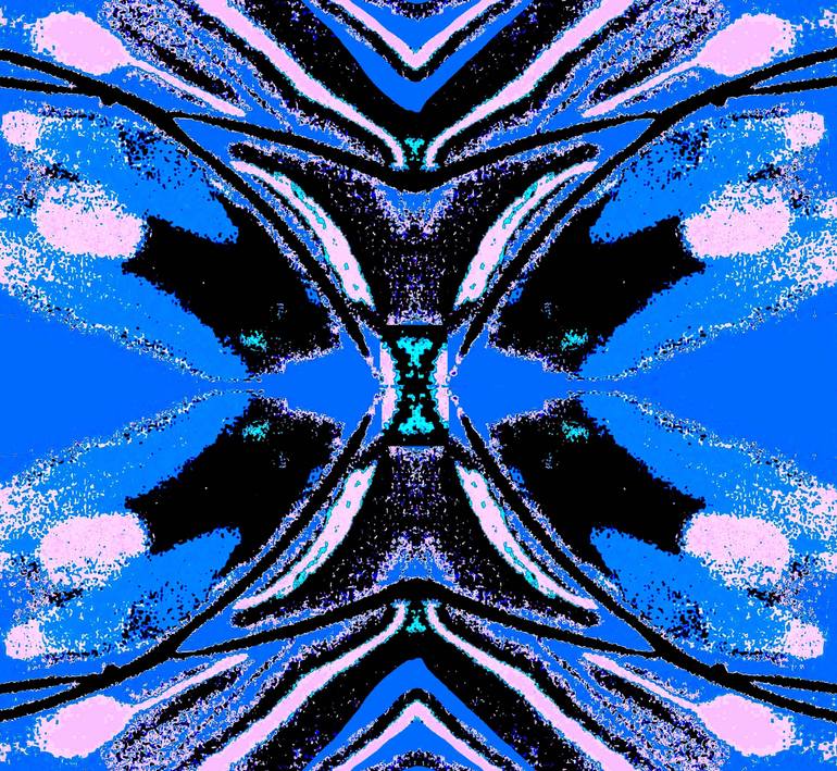 Original Geometric Photography by Ken Lerner | Abstract Art on Paper | Blue Glass w/ Pink and Black