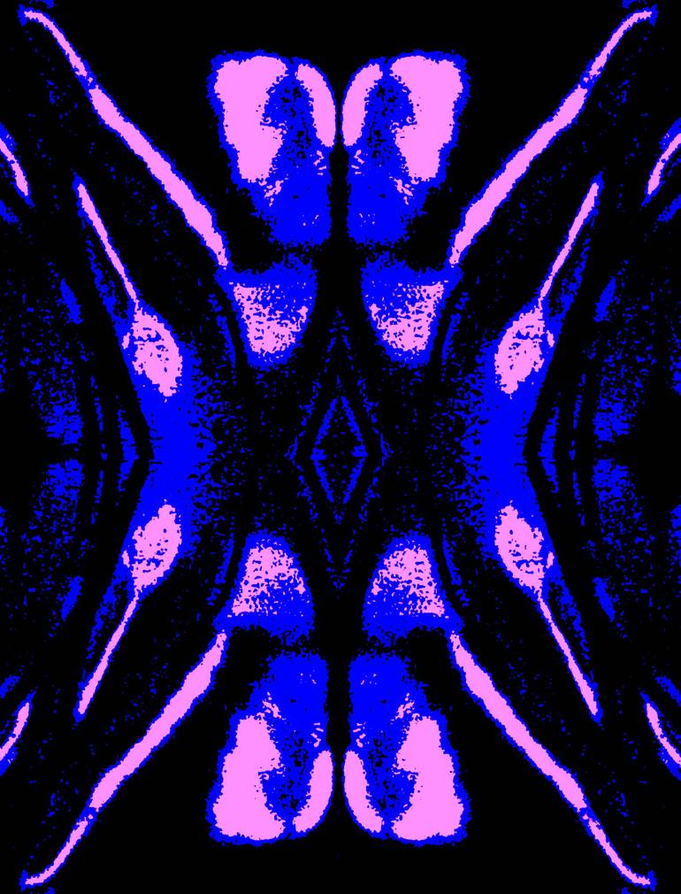 Original Geometric Photography by Ken Lerner | Abstract Art on Paper | Blue Glass w/ Pink and Black 2