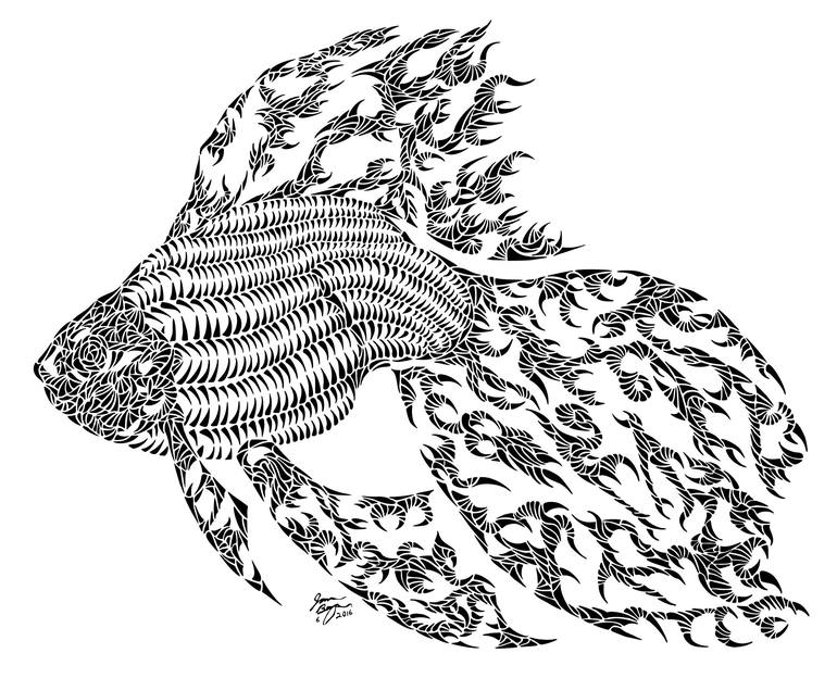 black goldfish drawing