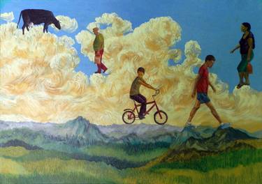 Print of Surrealism Rural life Paintings by Victor Gingiu