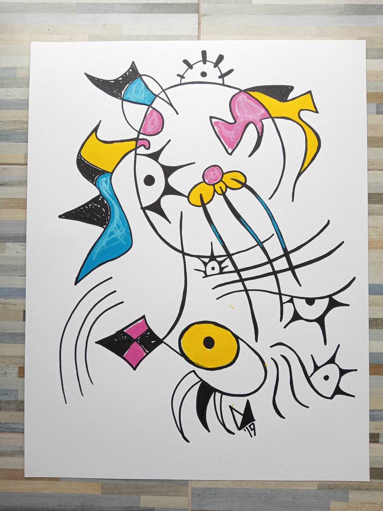 Original Abstract Expressionism Abstract Painting by Drunken Miro