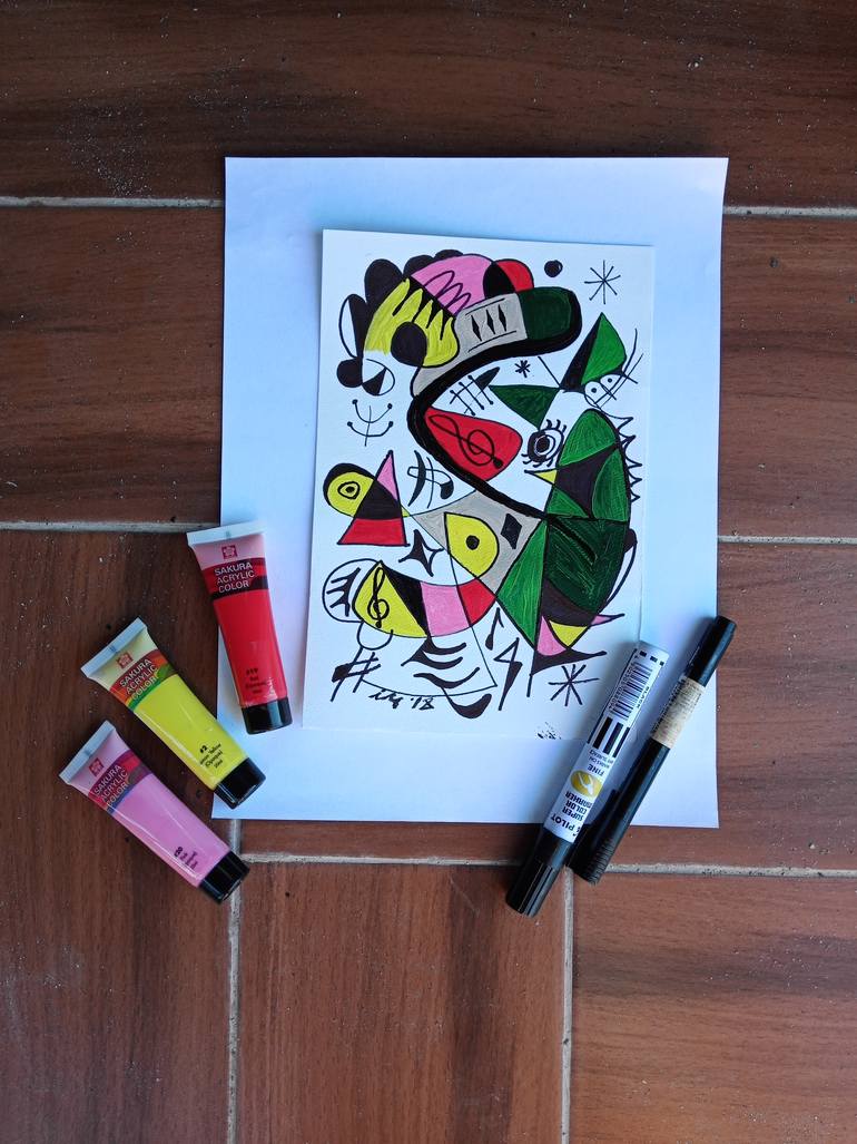 Original Abstract Expressionism Abstract Painting by Drunken Miro