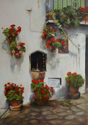 Original Impressionism Floral Painting by Tomas Castano