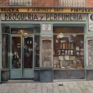 Collection Facades in red of the old Madrid