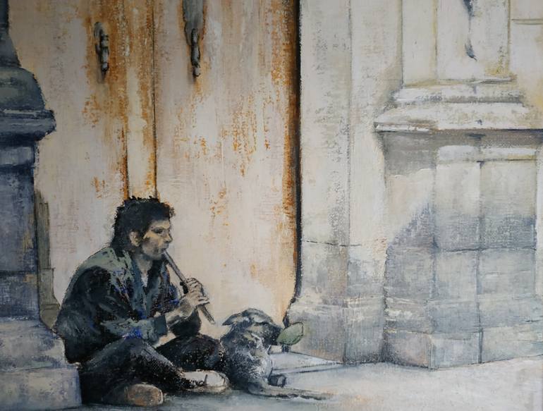 Original Figurative Dogs Painting by Tomas Castano