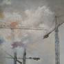 Storm threatening sky over a landscape of cranes and construction.
Sky with cranes is a tribute to the construction crisis, in which cranes and half-built buildings with sky that threatens the storm that is next are appreciated.
