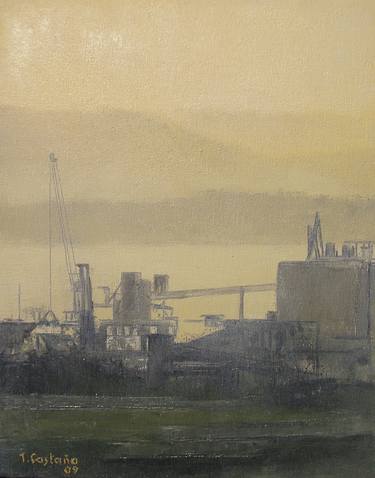 Dawn with mist in the port of Raos-Santander thumb
