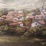 View of Novales - Cantabria (Spain). Oil painting of 1984