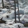 Snow on the river bank is a landscape painted in oil on Canson paper glued to panel.