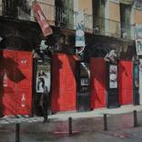 Collection Facades in red of the old Madrid