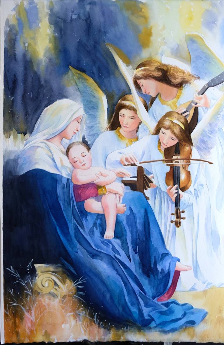 Song of the Angels : watercolor reproduction Painting by Beorht CH ...