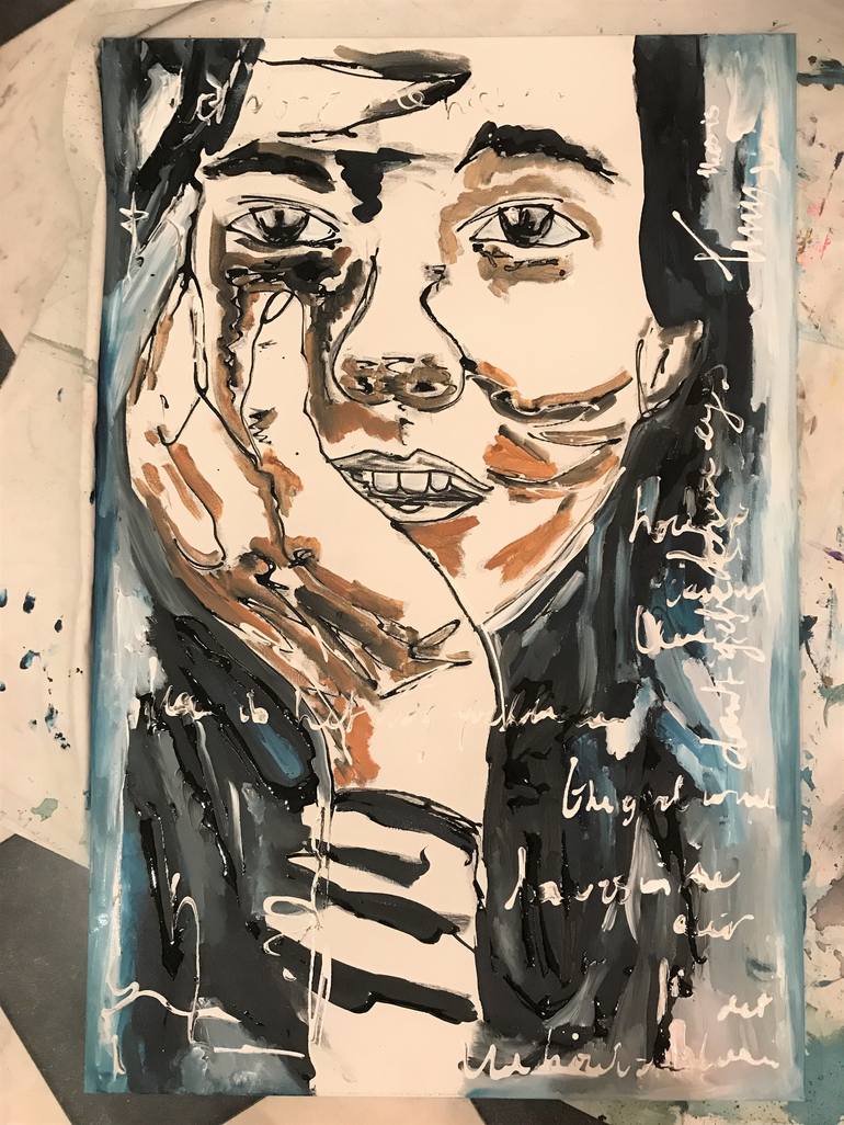 Original Abstract Portrait Painting by Tiny de Bruin