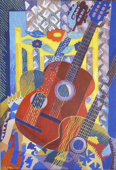 Cubist still life with Spanish guitar and Mexican chair thumb