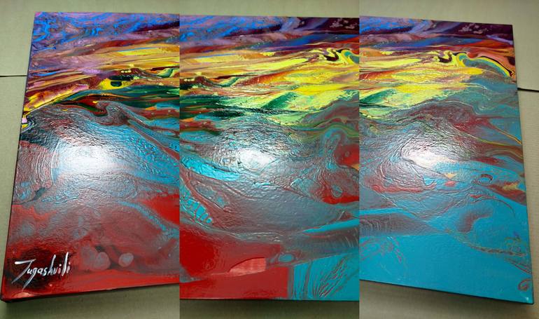 Original Abstract Outer Space Painting by Jacob Jugashvili