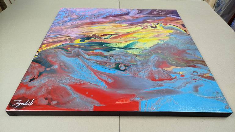 Original Abstract Outer Space Painting by Jacob Jugashvili