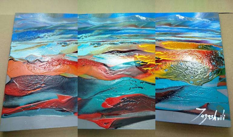 Original Abstract Expressionism Landscape Painting by Jacob Jugashvili