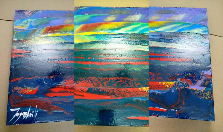 Original Abstract Expressionism Landscape Painting by Jacob Jugashvili