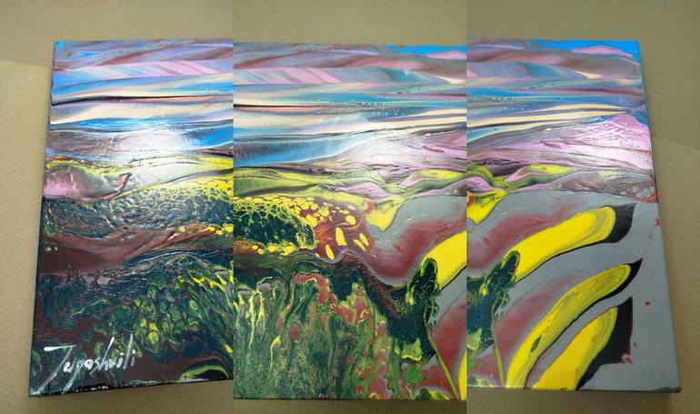 Original Abstract Sunset Painting by Jacob Jugashvili
