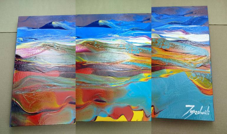 Original Abstract Mountain Painting by Jacob Jugashvili