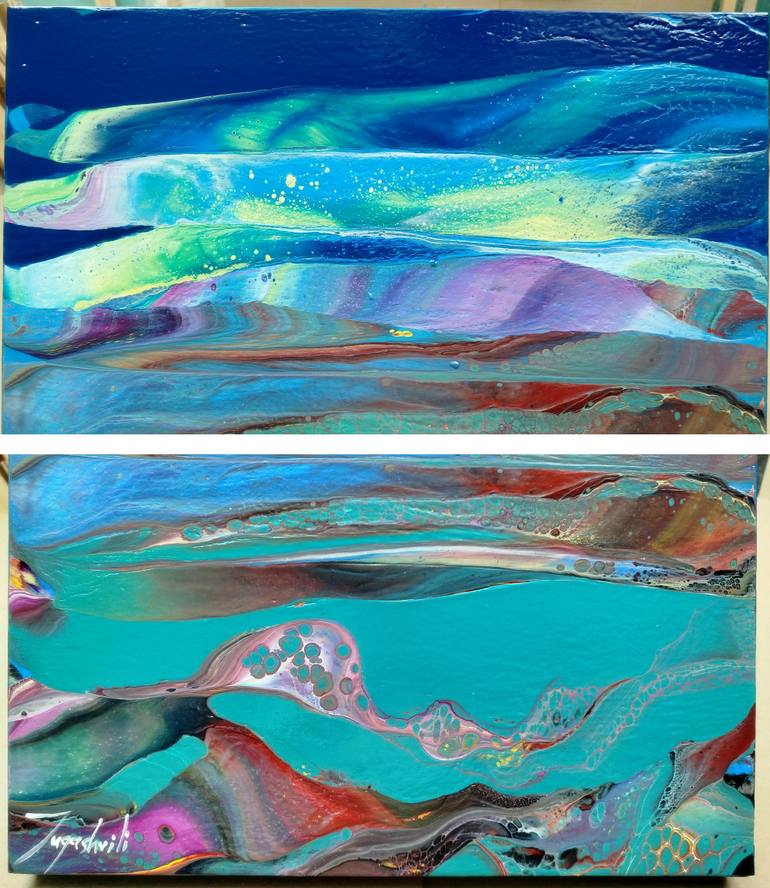 Original Abstract Ocean Painting by Jacob Jugashvili