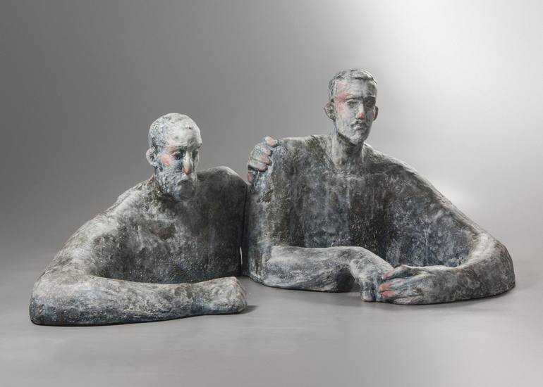 Original Figurative People Sculpture by Nadiia Otriazha Fedir Bushmanov