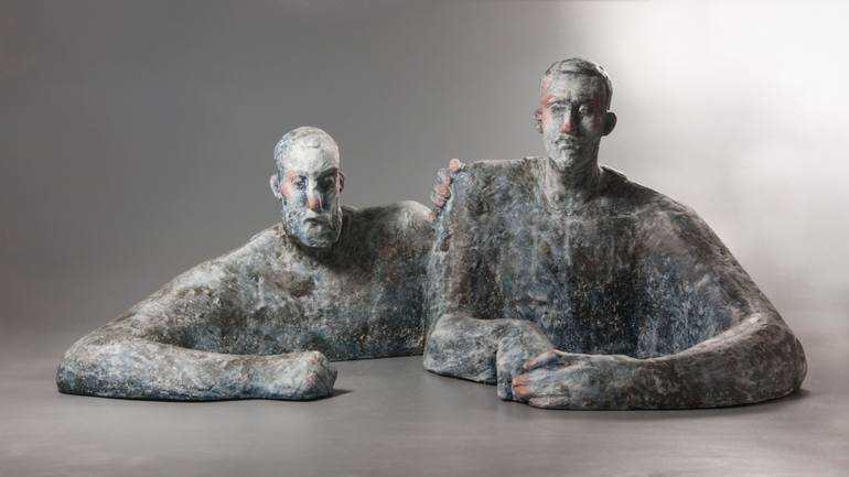 Original Figurative People Sculpture by Nadiia Otriazha Fedir Bushmanov