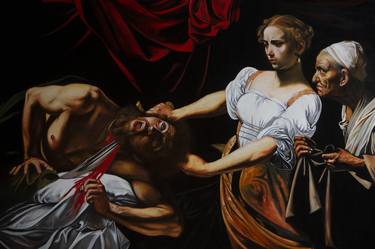 oil painting reproduction of Judith Beheading Holofernes, after Caravaggio. c. 1598 thumb