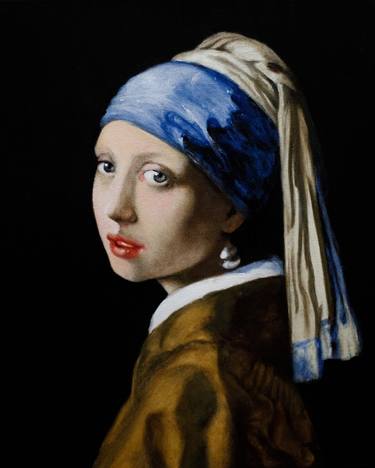 "Girl with a Pearl Earring" after Johannes Vermeer. Hand Made thumb