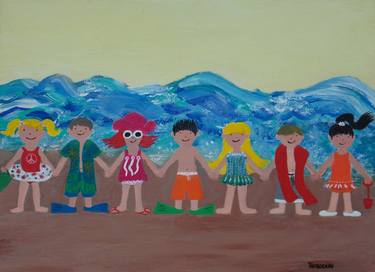 Original Figurative Beach Paintings by THIBODEAU ART