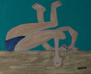 The Man in the blue bathing suit buries head in Sand thumb