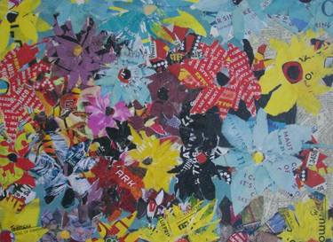 Original Abstract Floral Collage by Thibodeau Art