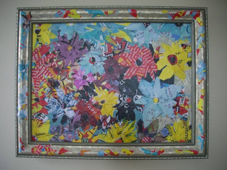 Original Abstract Floral Collage by THIBODEAU ART