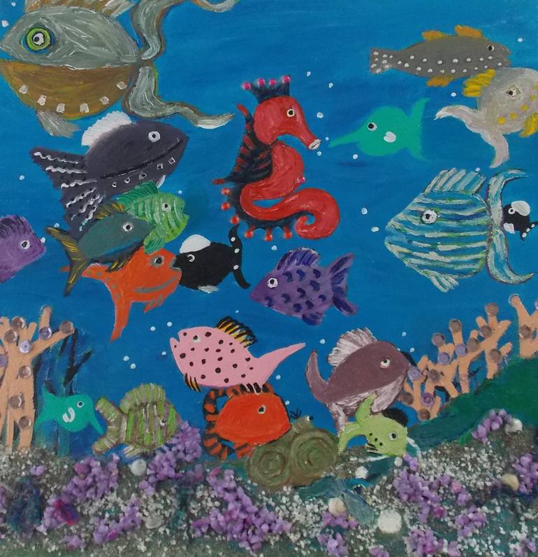 Original Fish Collage by THIBODEAU ART