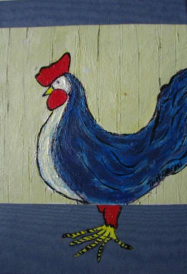 Red Rooster with Red Socks walks on Wallpaper Shadow thumb
