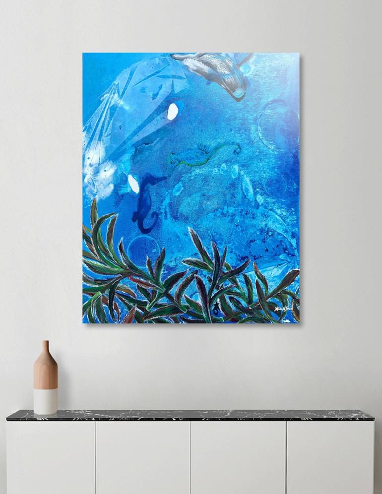 Whale and Seahorse Painting by Alicia Jones | Saatchi Art