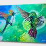 Two species of hummingbird enjoying the space in the world the environment is beautiful. I aim to bring a smile to everyone's face as they think about that with my environmental and tropical art.