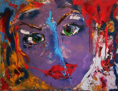 Original Abstract Expressionism Portrait Painting by cristina botezatu