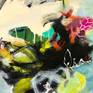 Spontaneous action piece , very modern, ready to hang , no need for framing.