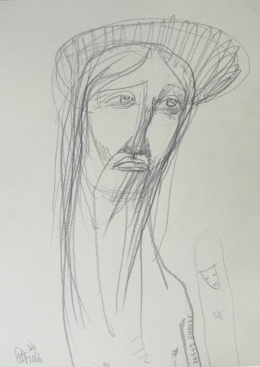 I Am Who I Am (Jesus Christ) Original Art Drawing by Alice Iordache thumb