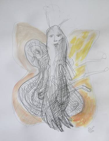 The Yellow Butterfly - Original Hand Drawing by Alice Iordache thumb