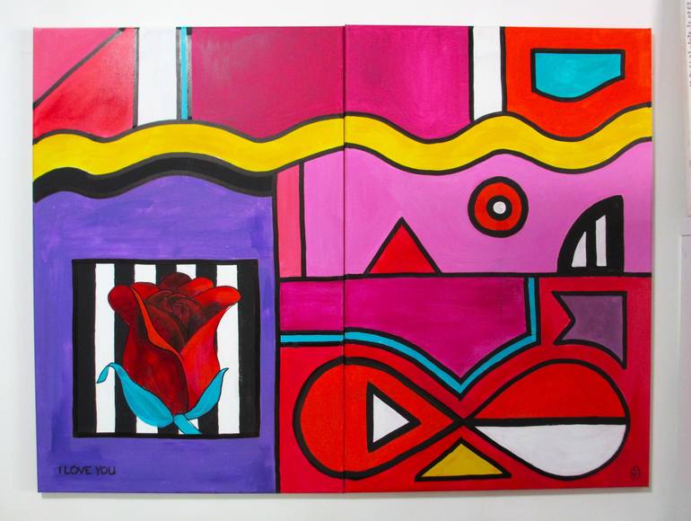 Original Contemporary Geometric Painting by Lesley Roos