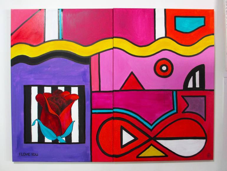 Original Geometric Painting by Lesley Roos