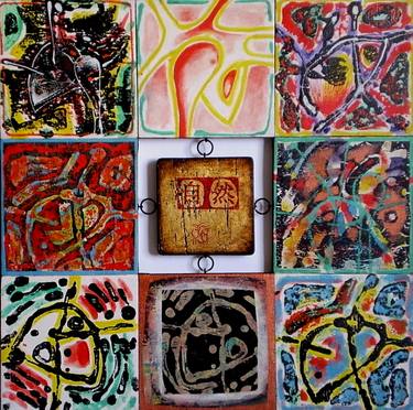 Original Abstract Expressionism World Culture Gouache Paintings