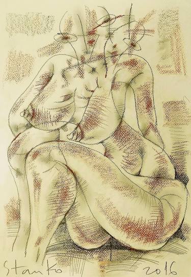 Print of Cubism Nude Drawings by Stanislav Bojankov