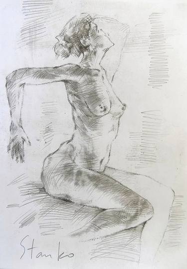 Print of Expressionism Nude Drawings by Stanislav Bojankov