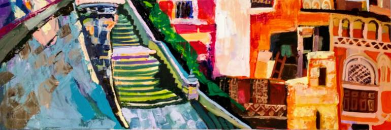 Original Abstract Architecture Painting by Marta Lisiewicz