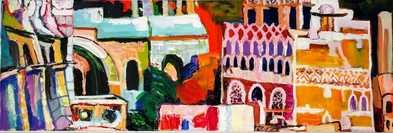 Original Abstract Architecture Painting by Marta Lisiewicz