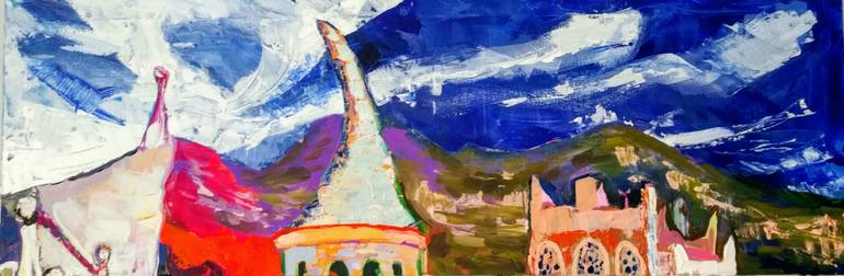 Original Abstract Architecture Painting by Marta Lisiewicz